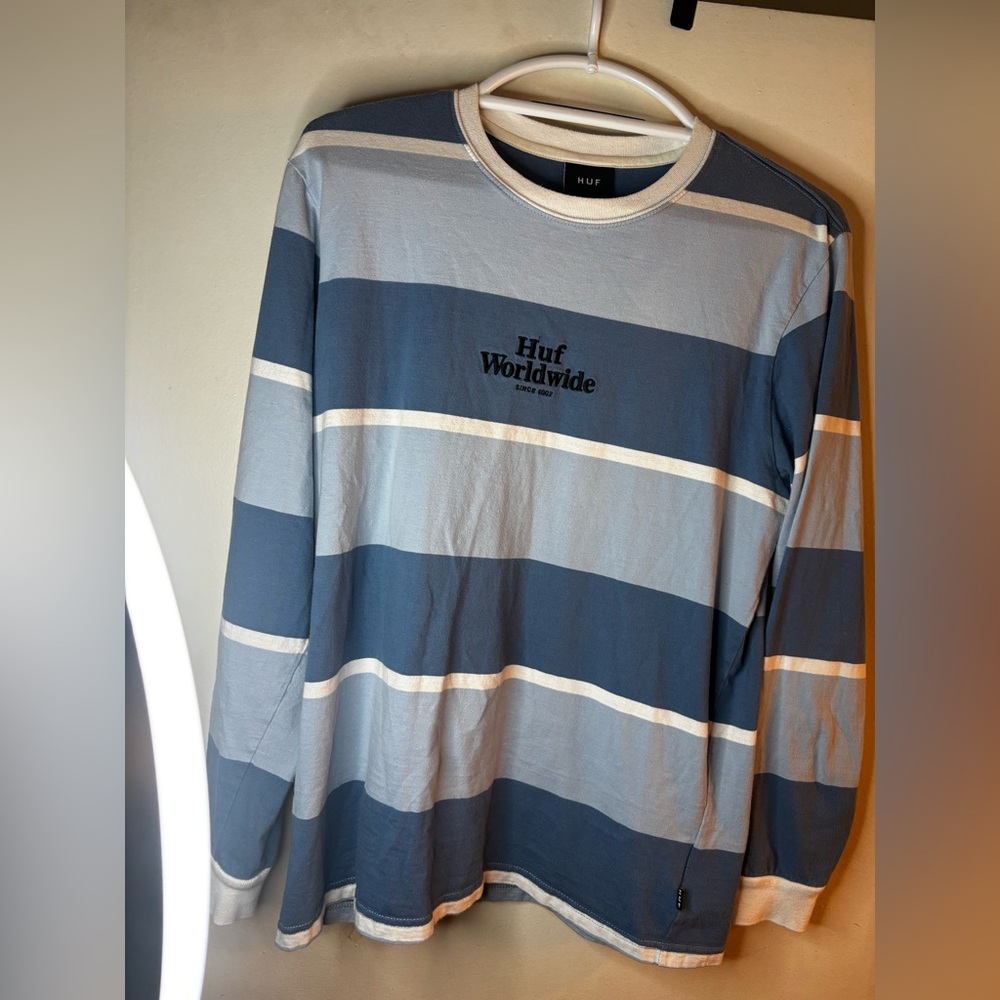HUF Mazon Blue & White Stripe Knit Long Sleeve T-Shirt
